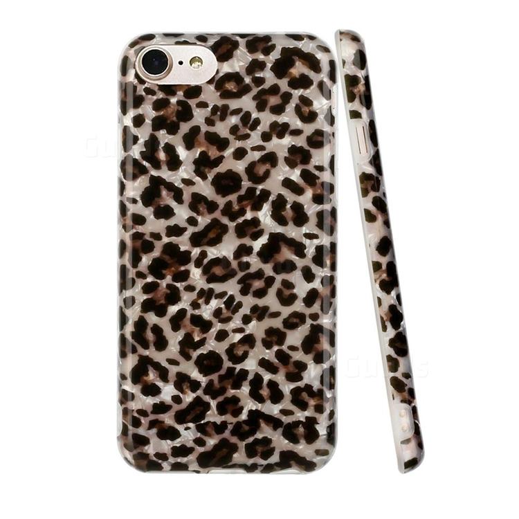 Leopard Shell Pattern Glossy Rubber Silicone Protective Case Cover for iPhone 8 / 7 (4.7 inch)