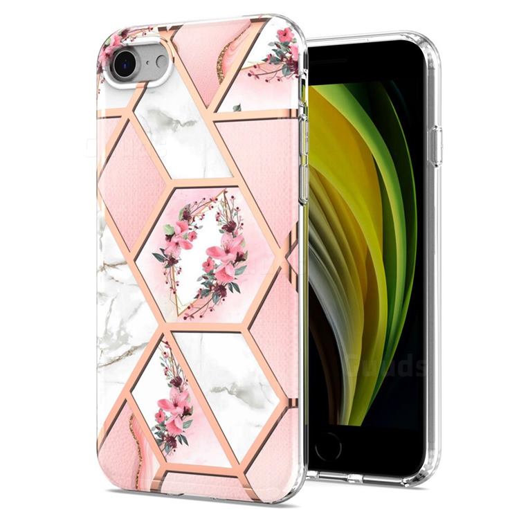 Pink Flower Marble Electroplating Protective Case Cover for iPhone 8 / 7 (4.7 inch)