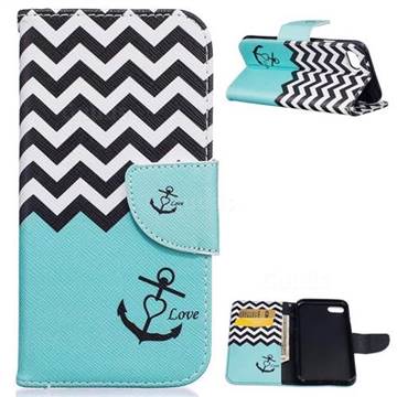 Wave Anchor Leather Wallet Case for iPhone 8 / 7 8G 7G (4.7 inch)