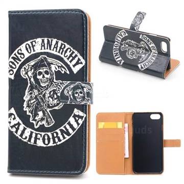Black Skull Leather Wallet Case for iPhone 8 / 7 8G 7G (4.7 inch)