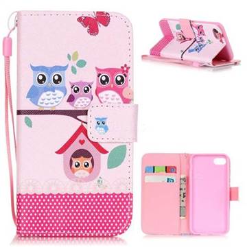 Family Owls Leather Wallet Case for iPhone 8 / 7 8G 7G (4.7 inch)