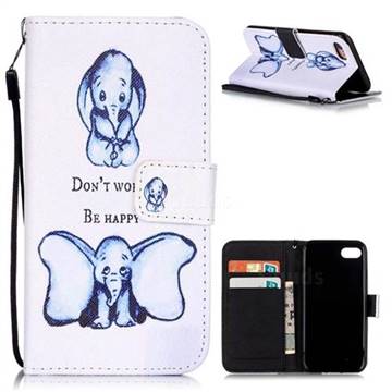 Be Happy Elephant Leather Wallet Case for iPhone 8 / 7 8G 7G (4.7 inch)