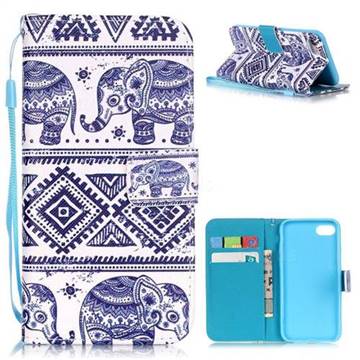 Elephant Tribal Leather Wallet Case for iPhone 8 / 7 8G 7G (4.7 inch)