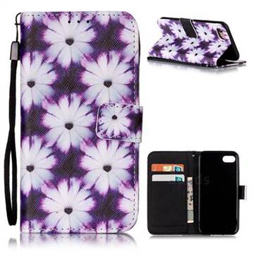 Purple Chrysanthemums Leather Wallet Case for iPhone 8 / 7 8G 7G (4.7 inch)