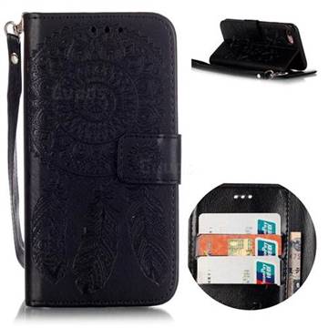 Embossing Campanula Flower Leather Wallet Case for iPhone  8 / 7 4.7 inch - Black