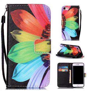 Colorful Sunflower Leather Wallet Phone Case for iPhone 8 / 7 8G 7G (4.7 inch)