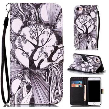 Black and White Trees Leather Wallet Phone Case for iPhone 8 / 7 8G 7G (4.7 inch)
