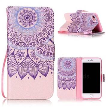 Purple Sunflower Leather Wallet Phone Case for iPhone 8 / 7 8G 7G (4.7 inch)