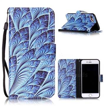 Blue Feather Leather Wallet Phone Case for iPhone 8 / 7 8G 7G (4.7 inch)