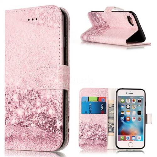 Glittering Rose Gold PU Leather Wallet Case for iPhone 8 / 7 8G 7G (4.7 inch)