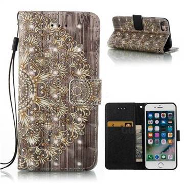 Golden Flower 3D Painted Leather Wallet Case for iPhone 8 / 7 8G 7G(4.7 inch)