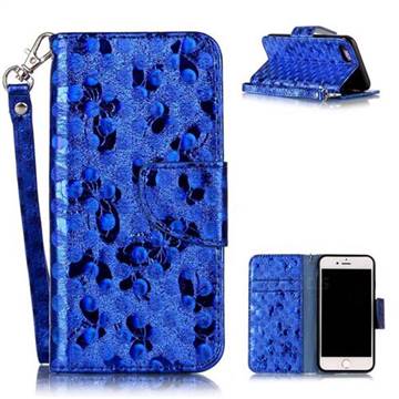 Luxury Laser Butterfly Optical Maser Leather Wallet Case for iPhone 8 / 7 8G 7G(4.7 inch) - Blue