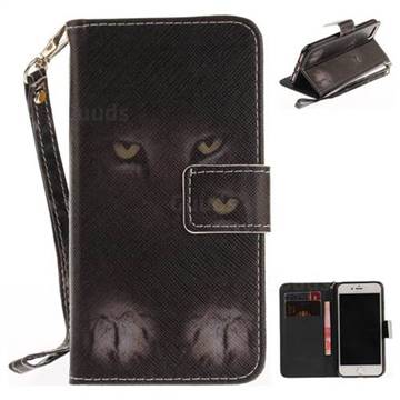 Mysterious Cat Hand Strap Leather Wallet Case for iPhone 8 / 7 8G 7G(4.7 inch)