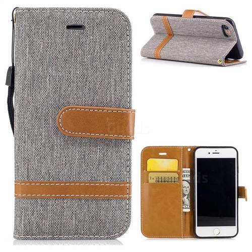 Jeans Cowboy Denim Leather Wallet Case for iPhone 8 / 7 8G 7G(4.7 inch) - Gray