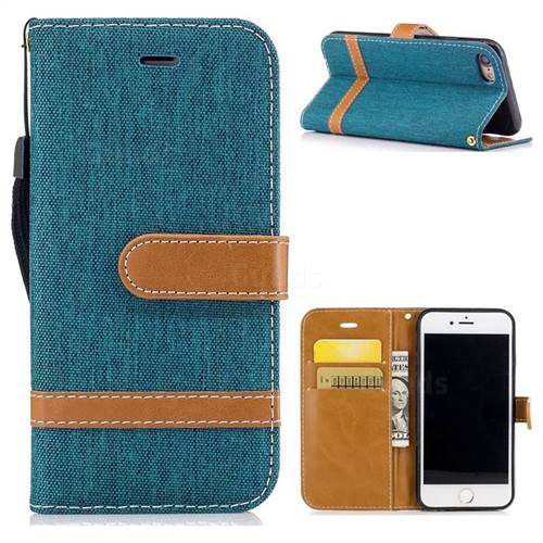 Jeans Cowboy Denim Leather Wallet Case for iPhone 8 / 7 8G 7G(4.7 inch) - Green