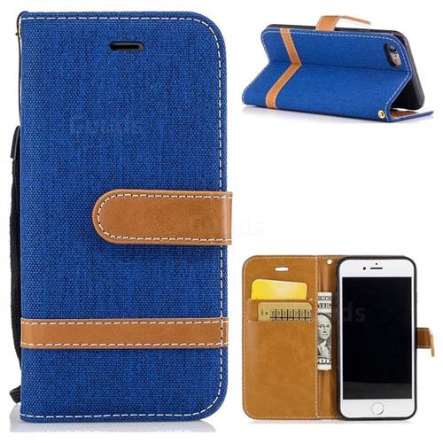 Jeans Cowboy Denim Leather Wallet Case for iPhone 8 / 7 8G 7G(4.7 inch) - Sapphire
