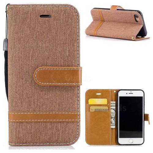 Jeans Cowboy Denim Leather Wallet Case for iPhone 8 / 7 8G 7G(4.7 inch) - Brown