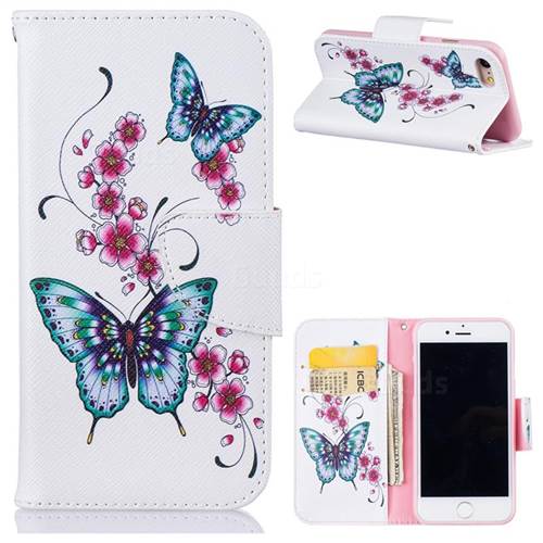 Peach Butterfly Leather Wallet Case for iPhone 8 / 7 8G 7G(4.7 inch)