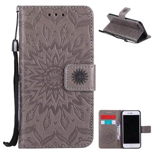 Embossing Sunflower Leather Wallet Case for iPhone 8 / 7 8G 7G(4.7 inch) - Gray