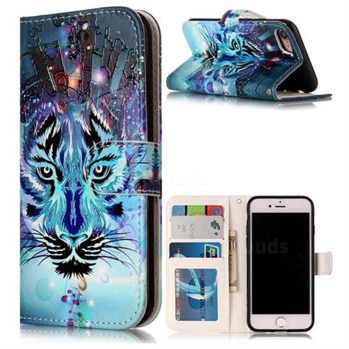 Ice Wolf 3D Relief Oil PU Leather Wallet Case for iPhone 8 / 7 8G 7G(4.7 inch)