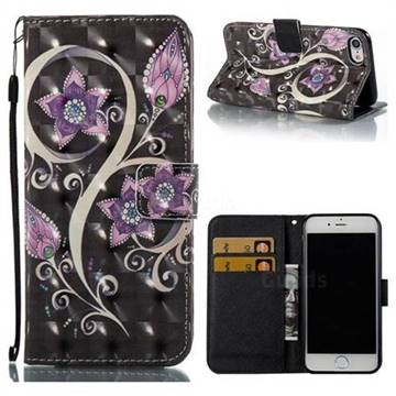 Peacock Flower 3D Painted Leather Wallet Case for iPhone 8 / 7 8G 7G(4.7 inch)