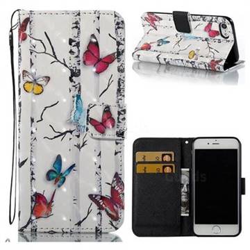 Colored Butterflies 3D Painted Leather Wallet Case for iPhone 8 / 7 8G 7G(4.7 inch)
