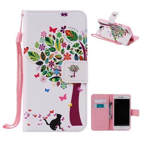 Cat and Tree PU Leather Wallet Case for iPhone 8 / 7 8G 7G(4.7 inch)