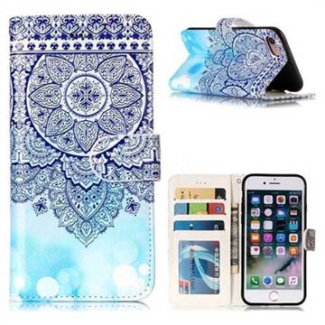 Totem Flower 3D Relief Oil PU Leather Wallet Case for iPhone 8 / 7 (4.7 inch)