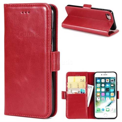 Luxury Crazy Horse PU Leather Wallet Case for iPhone 8 / 7 (4.7 inch) - Red