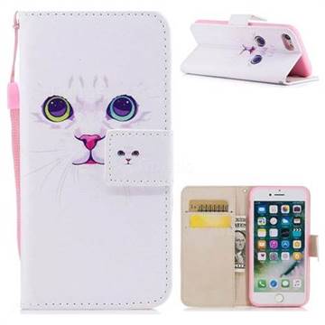 White Cat PU Leather Wallet Case for iPhone 8 / 7 (4.7 inch)