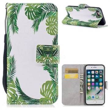 Green Leaves PU Leather Wallet Case for iPhone 8 / 7 (4.7 inch)