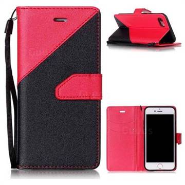 Dual Color Gold-Sand Leather Wallet Case for iPhone 8 / 7 (4.7 inch) (Black / Rose )