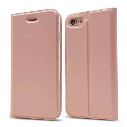Ultra Slim Card Magnetic Automatic Suction Leather Wallet Case for iPhone 8 / 7 (4.7 inch) - Rose Gold