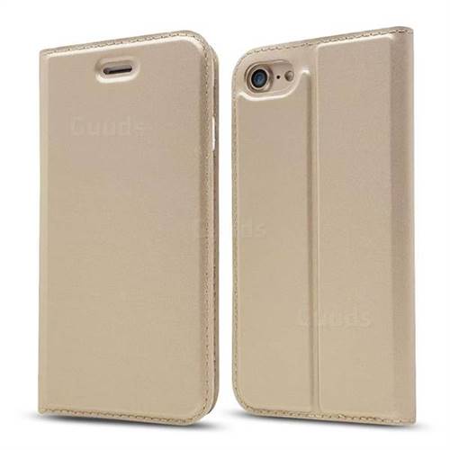Ultra Slim Card Magnetic Automatic Suction Leather Wallet Case for iPhone 8 / 7 (4.7 inch) - Champagne
