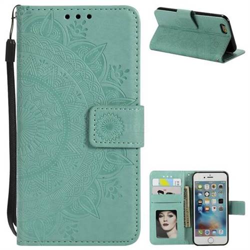 Intricate Embossing Datura Leather Wallet Case for iPhone 8 / 7 (4.7 inch) - Mint Green