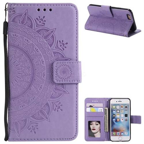 Intricate Embossing Datura Leather Wallet Case for iPhone 8 / 7 (4.7 inch) - Purple