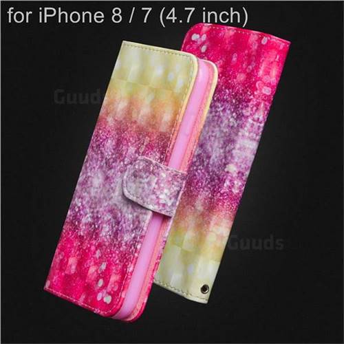 Gradient Rainbow 3D Painted Leather Wallet Case for iPhone 8 / 7 (4.7 inch)