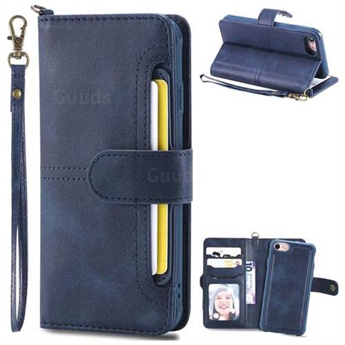 Retro Multi-functional Aristocratic Demeanor Detachable Leather Wallet Phone Case for iPhone 8 / 7 (4.7 inch) - Blue