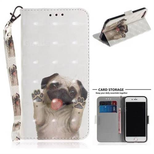 Pug Dog 3D Painted Leather Wallet Phone Case for iPhone 8 / 7 (4.7 inch)