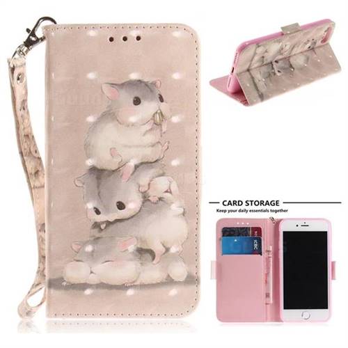 Three Squirrels 3D Painted Leather Wallet Phone Case for iPhone 8 / 7 (4.7 inch)