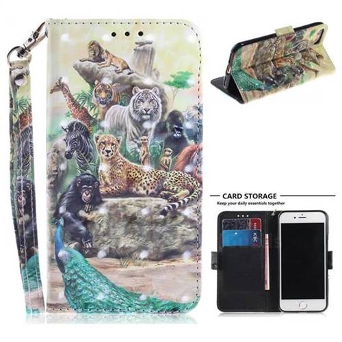 Beast Zoo 3D Painted Leather Wallet Phone Case for iPhone 8 / 7 (4.7 inch)