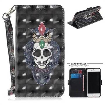 Skull Cat 3D Painted Leather Wallet Phone Case for iPhone 8 / 7 (4.7 inch)