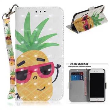Pineapple Glasses 3D Painted Leather Wallet Phone Case for iPhone 8 / 7 (4.7 inch)