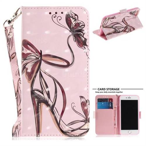 Butterfly High Heels 3D Painted Leather Wallet Phone Case for iPhone 8 / 7 (4.7 inch)