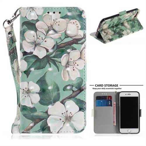 Watercolor Flower 3D Painted Leather Wallet Phone Case for iPhone 8 / 7 (4.7 inch)
