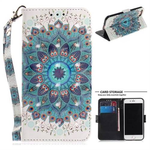Peacock Mandala 3D Painted Leather Wallet Phone Case for iPhone 8 / 7 (4.7 inch)