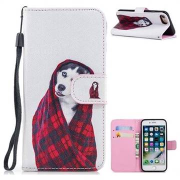 Fashion Husky Painting Leather Wallet Phone Case for iPhone 8 / 7 (4.7 inch)