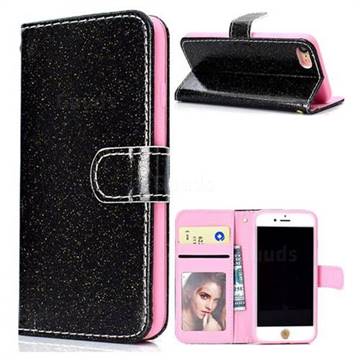 Glitter Shine Leather Wallet Phone Case for iPhone 8 / 7 (4.7 inch) - Black
