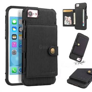 Brush Multi-function Leather Phone Case for iPhone 8 / 7 (4.7 inch) - Black