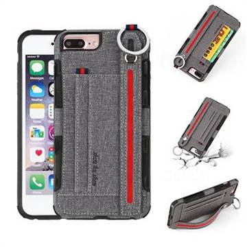 British Style Canvas Pattern Multi-function Leather Phone Case for iPhone 8 / 7 (4.7 inch) - Gray